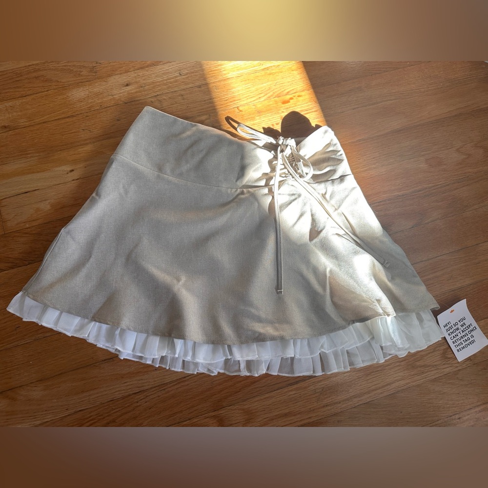 Miss Selfridge tailored double layer ruched mini skirt in stone